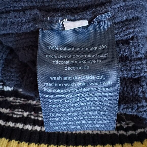 Tommy Hilfiger Button Shoulder Cable Knit Crewneck Navy Sweater Size Medium - Picture 8 of 8